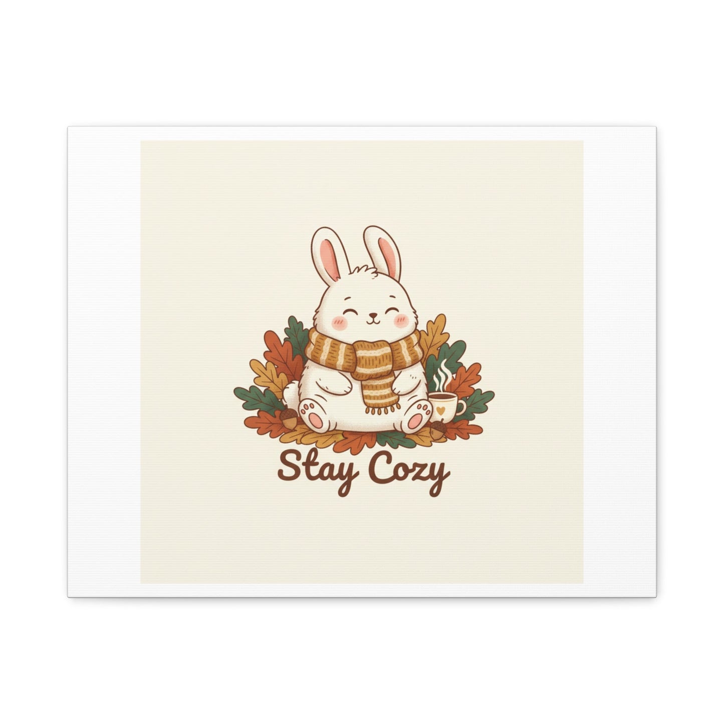 Cozy Bunny Illustration Canvas | Cute Critter Winter Forest Art