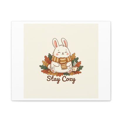 Cozy Bunny Illustration Canvas | Cute Critter Winter Forest Art