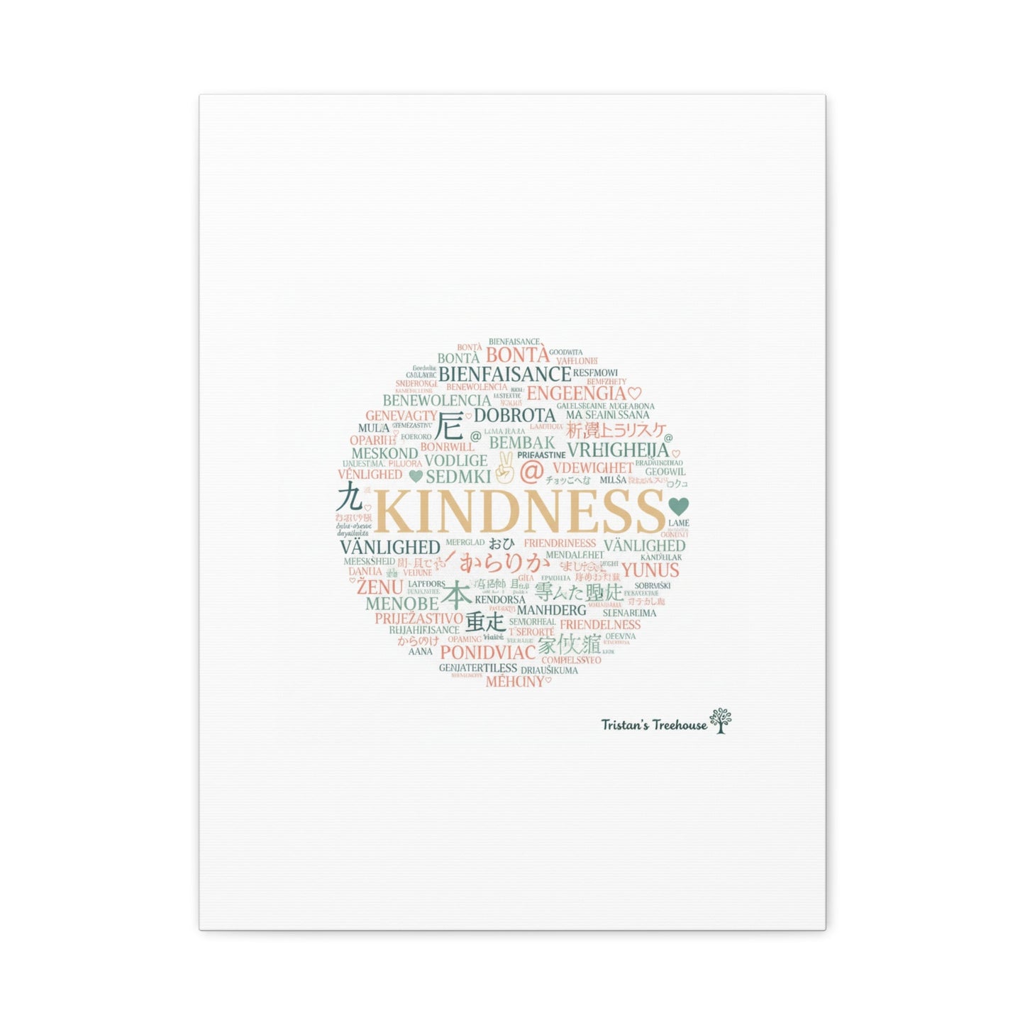 Kindness Word Cloud Canvas | Fresh Start Minimalist Wall Art