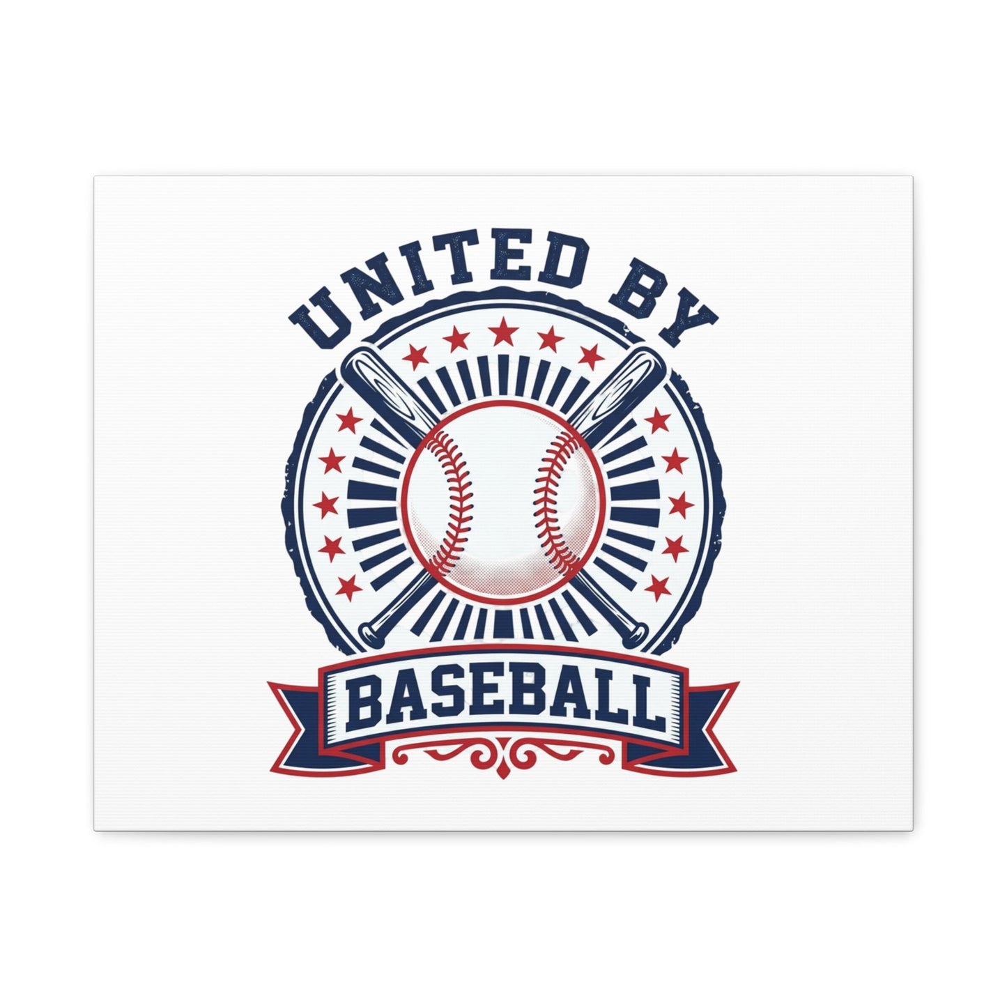 United by Baseball Canvas | Patriotic Baseball Graphic, Red White Blue Wall Art