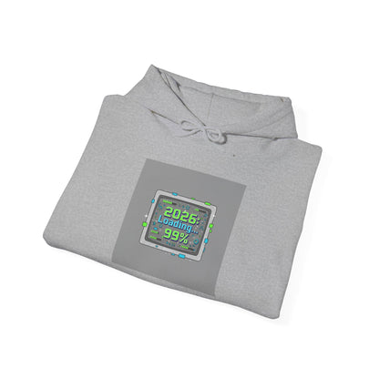 2026 Loading 99% Hoodie | NYE countdown graphic, retro system UI