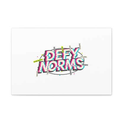 Defy Norms Canvas, Anti-Aesthetic Glitch Typography, Brutalist Poster Style