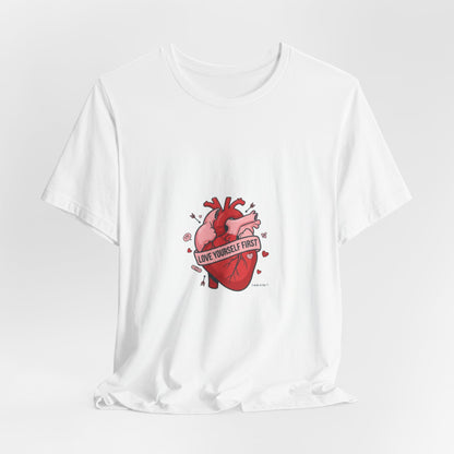 Love Yourself First Tee | anti love graphic, edgy heart shirt