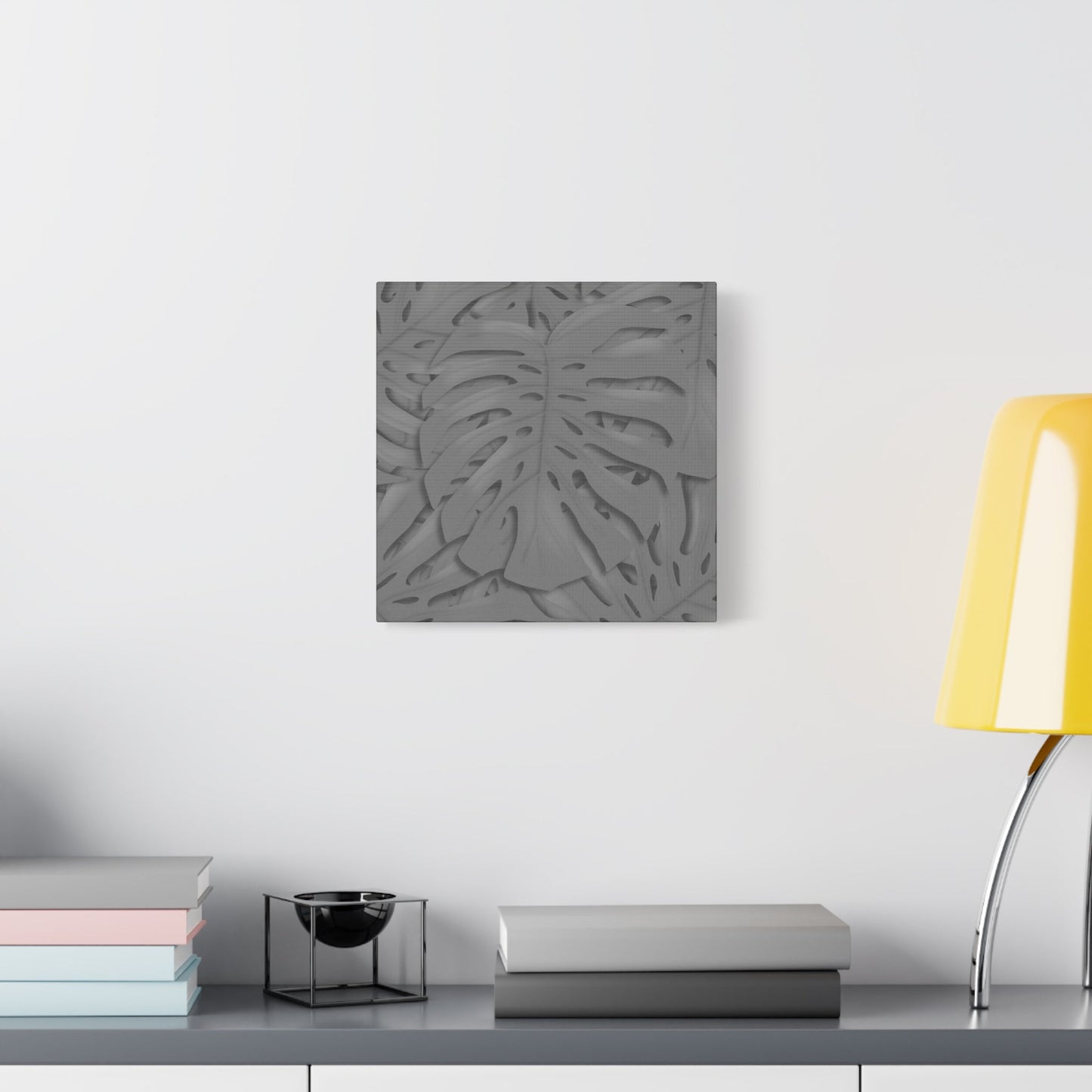 Grey Monstera Canvas Print – Botanical Wall Art