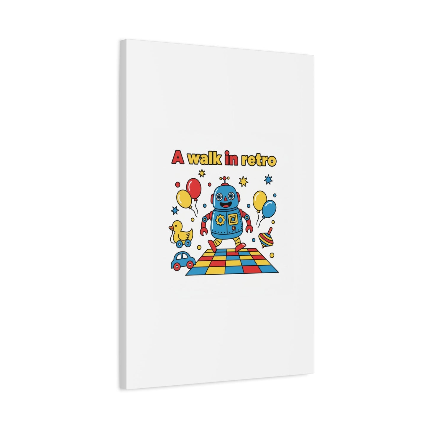 Retro Toy Robot Canvas | Throwback Kid, Primary Color Nostalgia