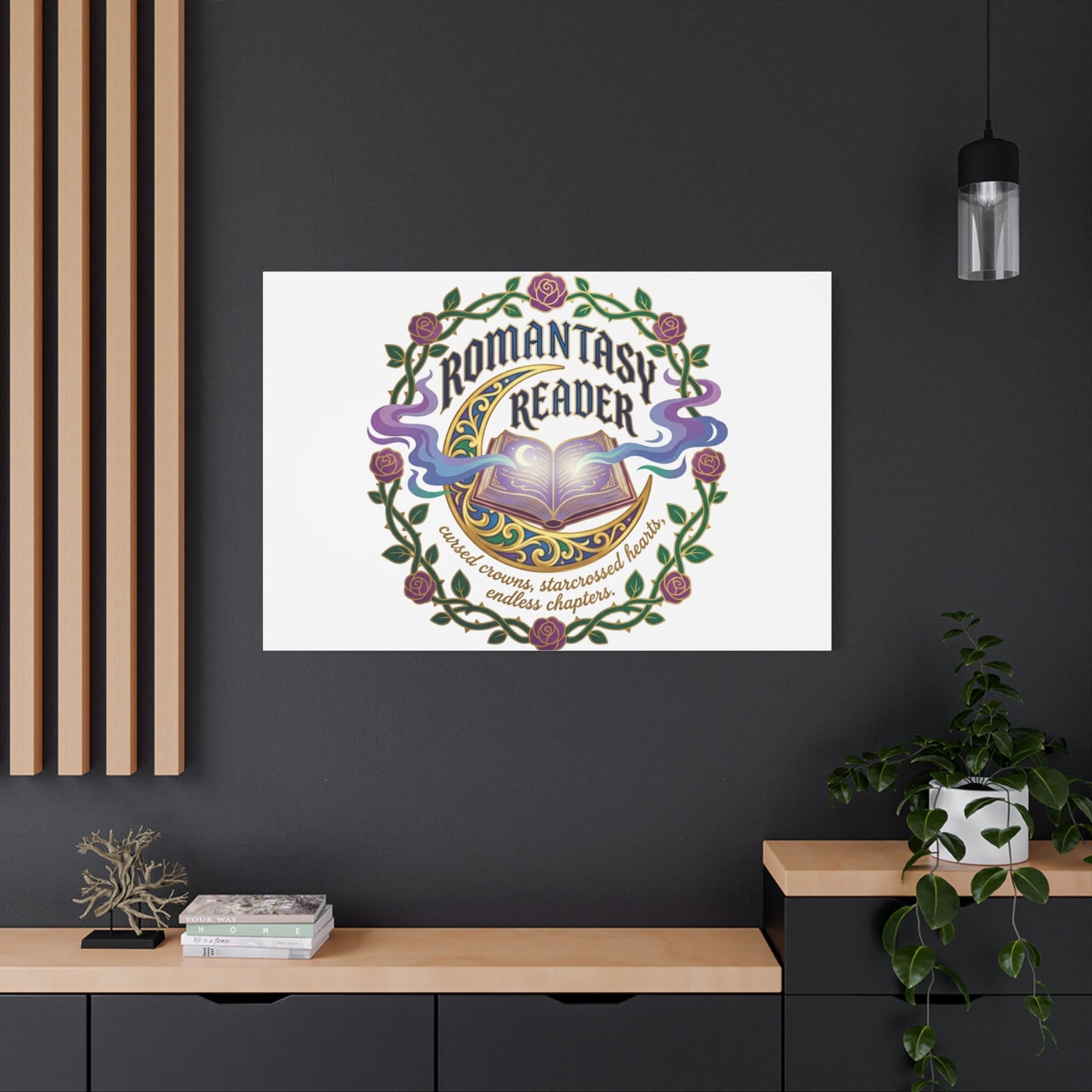 Romantasy Reader Canvas Print | enchanted bookish celestial gothic