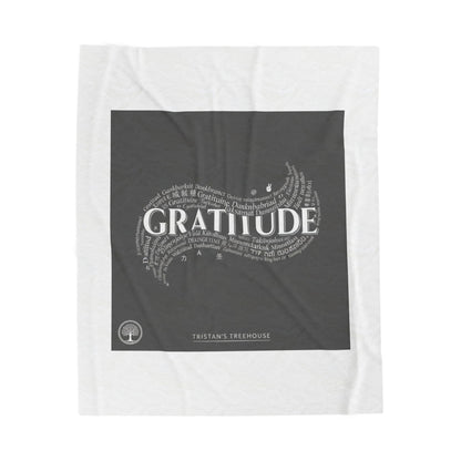 Gratitude Typography Velveteen Plush Blanket | pastel tiny treats, cozy micro-indulgence