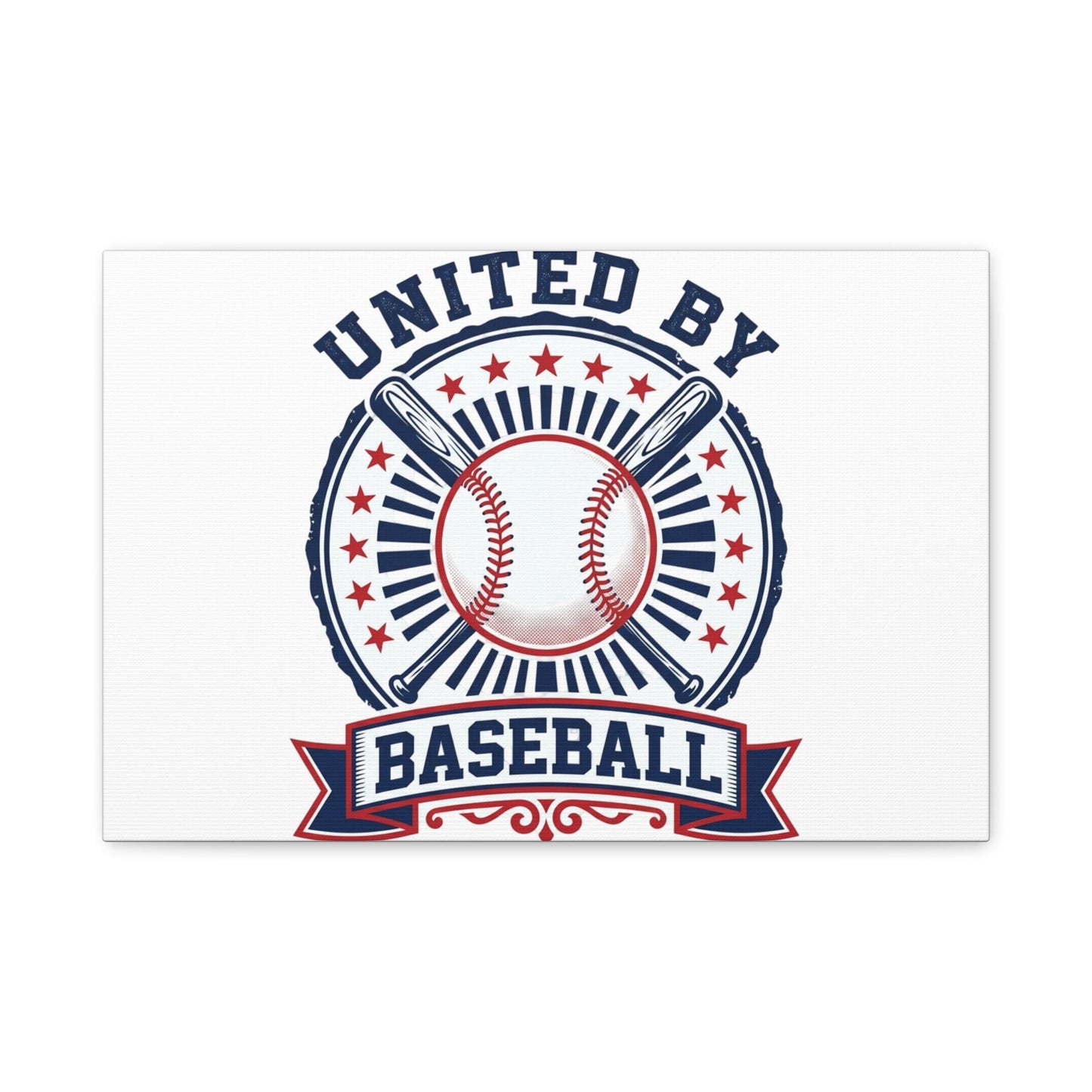 United by Baseball Canvas | Patriotic Baseball Graphic, Red White Blue Wall Art