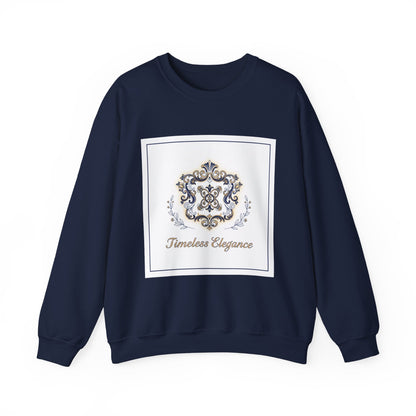 Ornate Pin Emblem Crewneck Sweatshirt | brooch graphic, baroque print