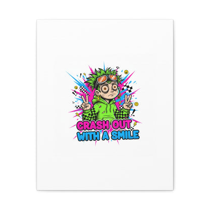 Crash Out With a Smile Canvas Print | Neon Skate Graffiti, Meme Meltdown Art