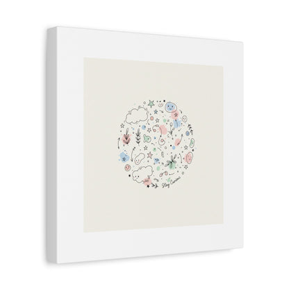 Doodle Circle Line Drawing Matte Canvas, Hand-Drawn Sketch Art
