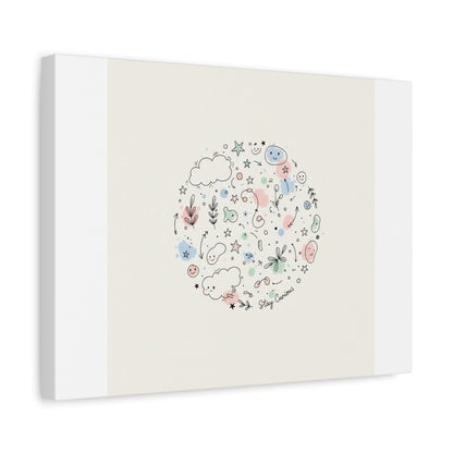 Doodle Circle Line Drawing Matte Canvas, Hand-Drawn Sketch Art