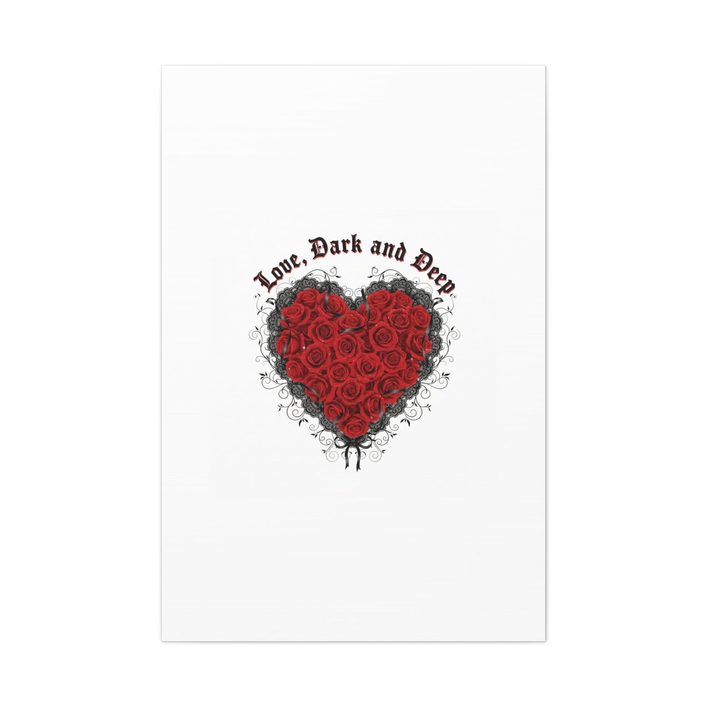 Love Dark and Deep Heart Canvas, Nu Romantic Gothic Romance, 80s Nostalgia