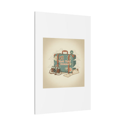Pack Your Dreams Canvas | Retro Travel Postcard, Wanderlust Passport Stamp Art