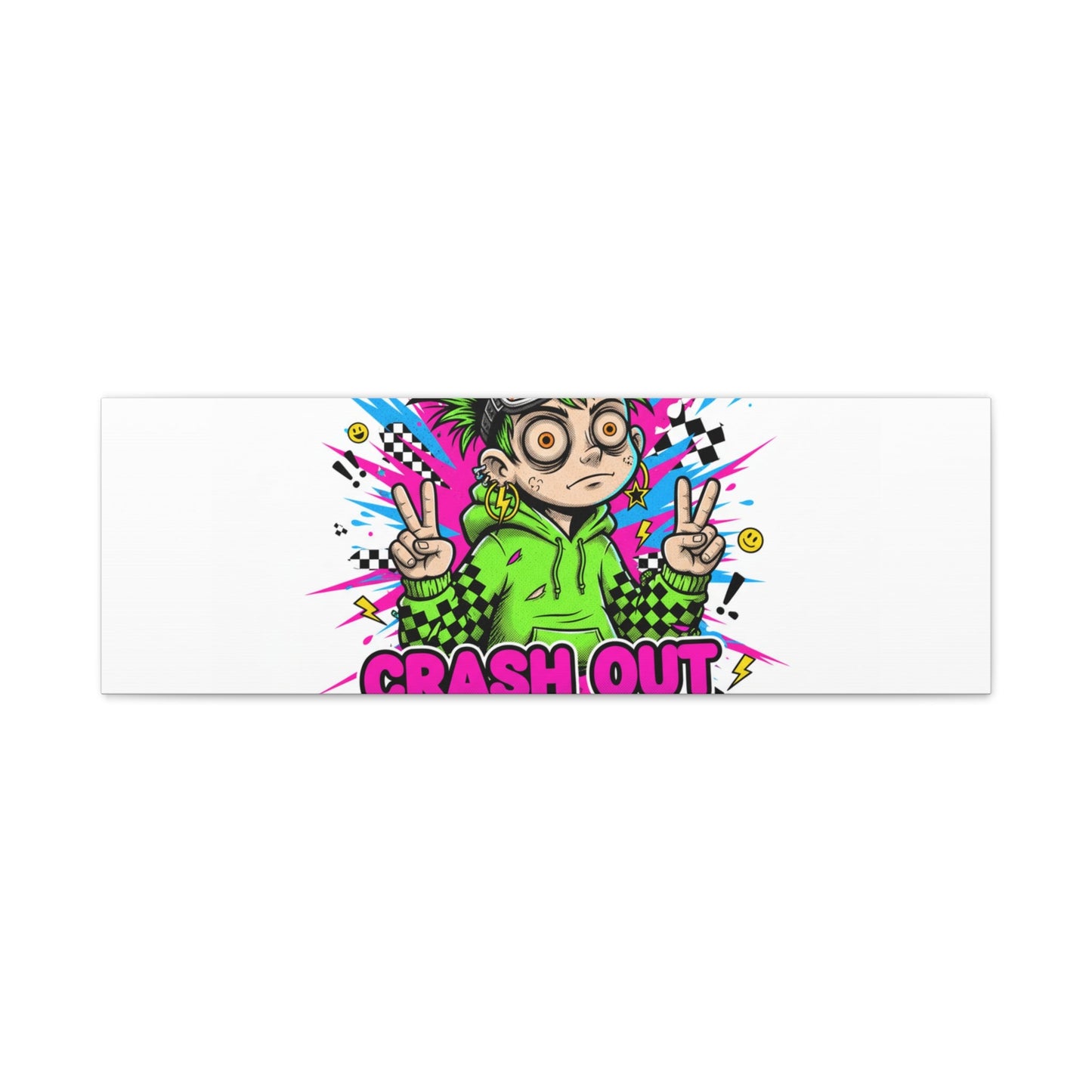 Crash Out With a Smile Canvas Print | Neon Skate Graffiti, Meme Meltdown Art