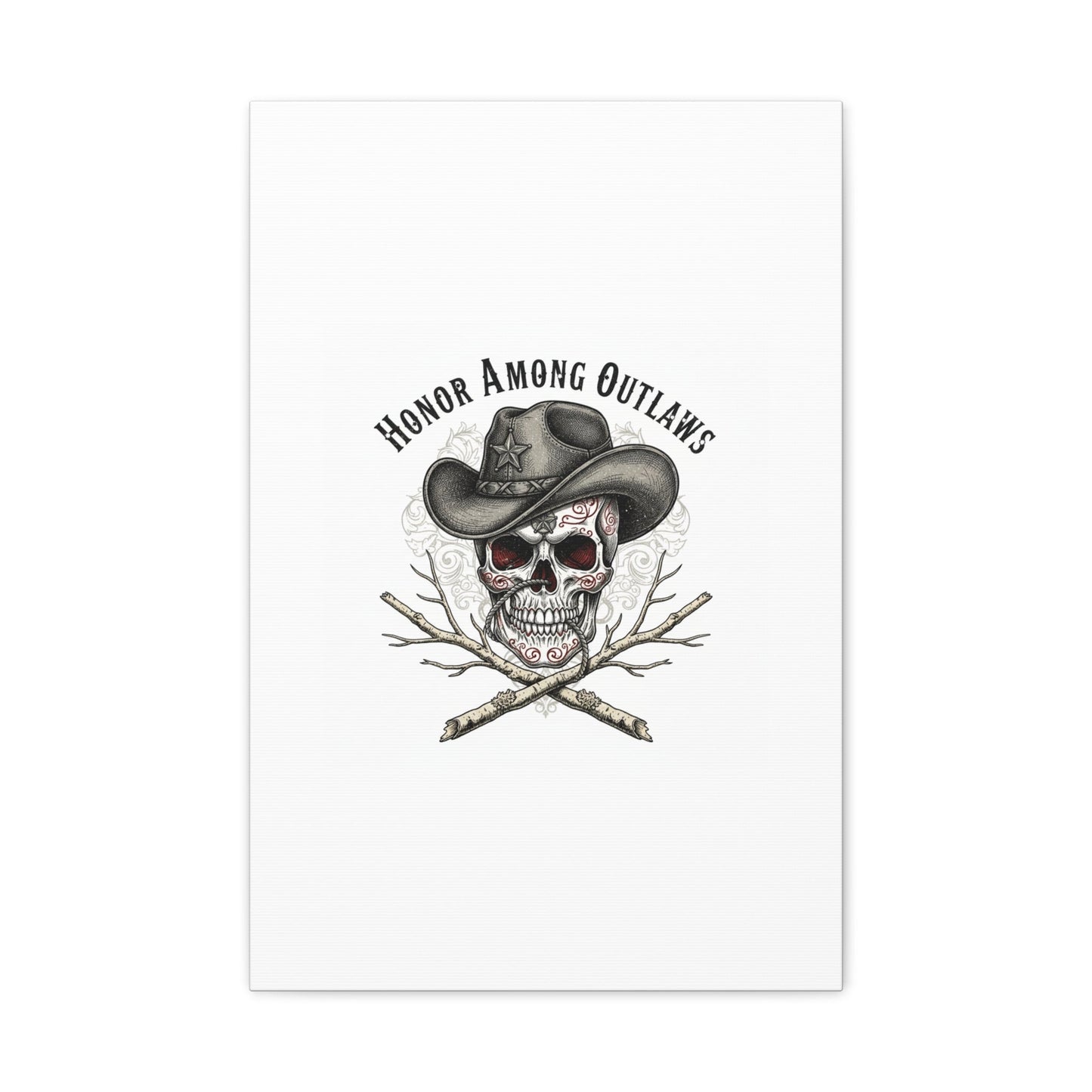 Honor Among Outlaws Canvas | Western Skull Art, Gothic Americana Desert Noir