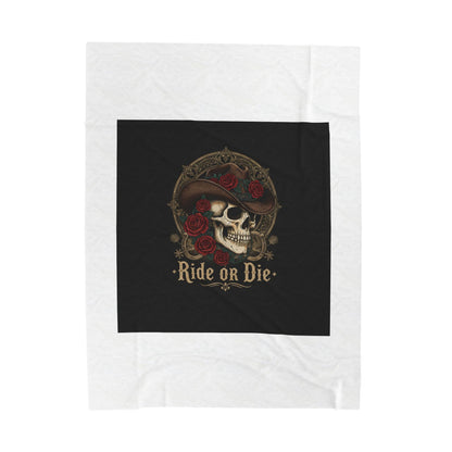 Ride or Die Skull Blanket | Western-Gothic, cowboy skull art, gothic Americana