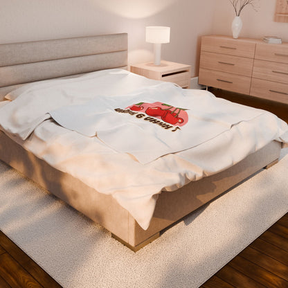6 7 Cherry Retro Graphic Blanket | Kawaii Fruit Print