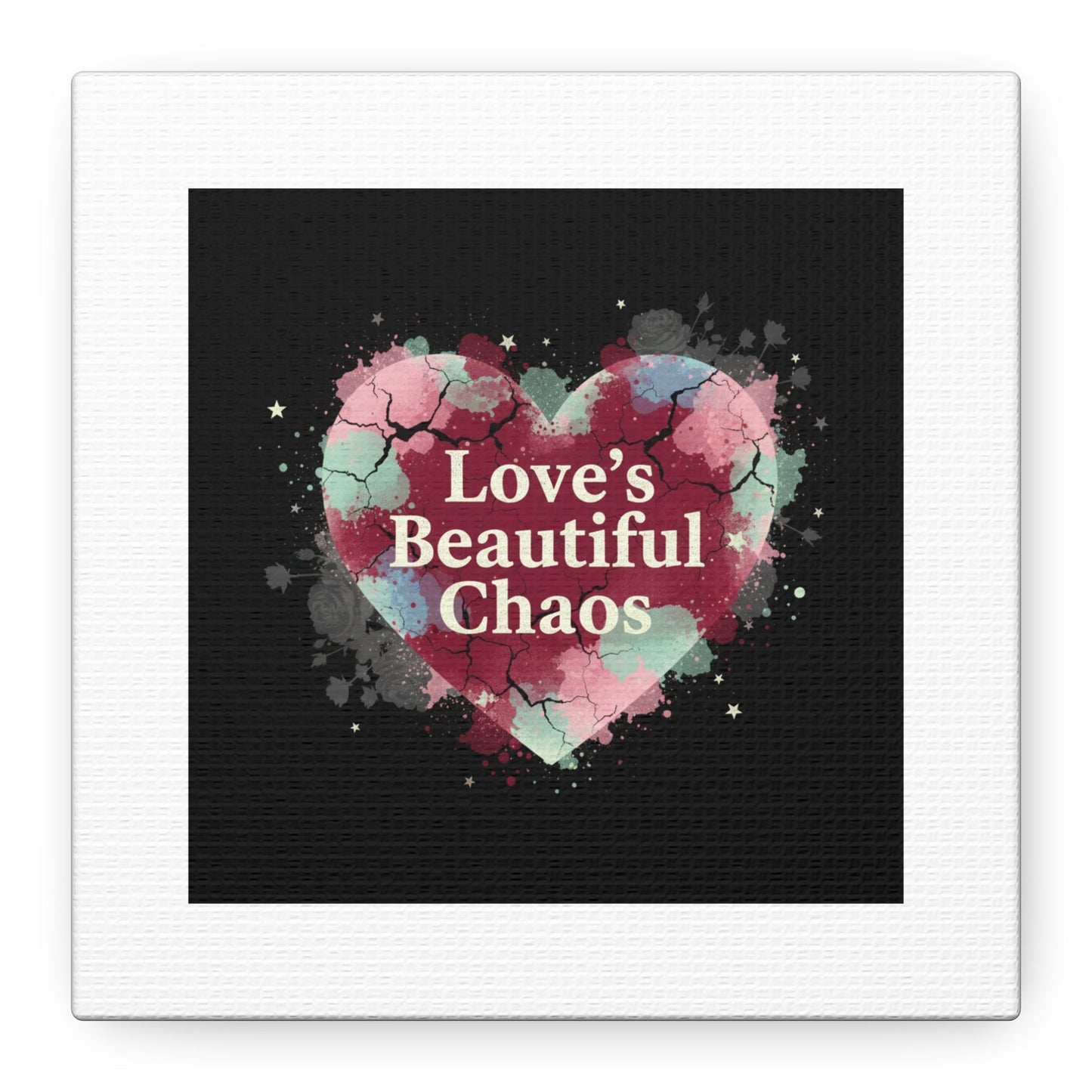 Love's Beautiful Chaos Canvas Print | Soft Grunge Hearts, Distressed Heart Art