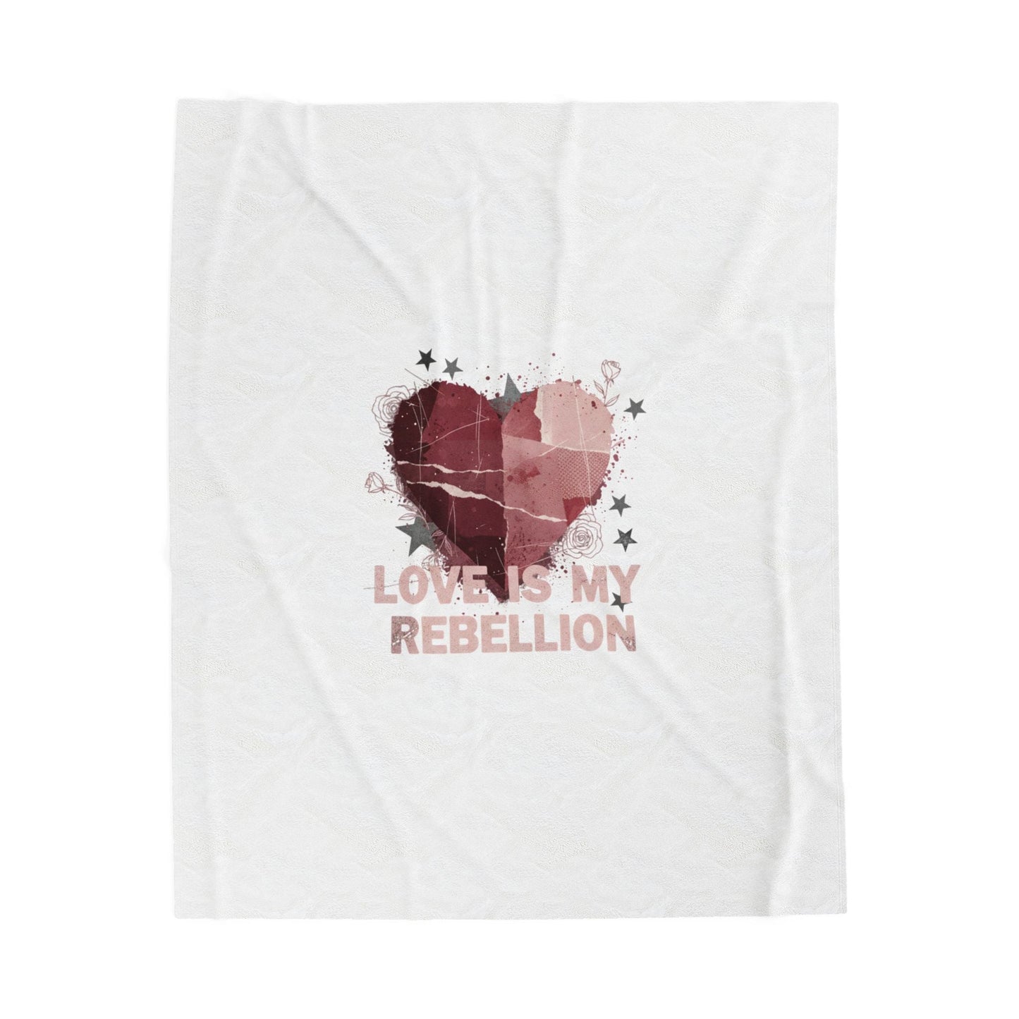 Love Is My Rebellion Velveteen Blanket | Soft Grunge Hearts, Distressed Heart Design