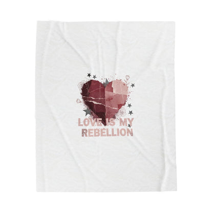 Love Is My Rebellion Velveteen Blanket | Soft Grunge Hearts, Distressed Heart Design