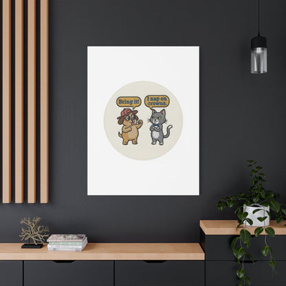 Funny Cat vs Dog Canvas | Pet Rivalry Wall Art