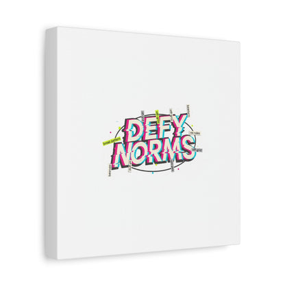 Defy Norms Canvas, Anti-Aesthetic Glitch Typography, Brutalist Poster Style