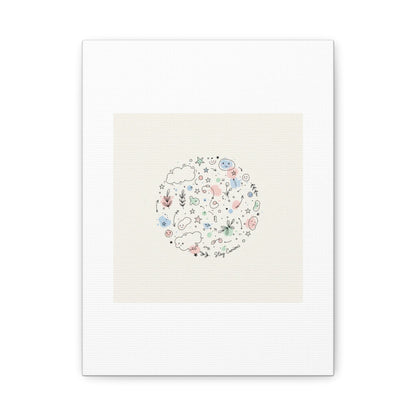 Doodle Circle Line Drawing Matte Canvas, Hand-Drawn Sketch Art