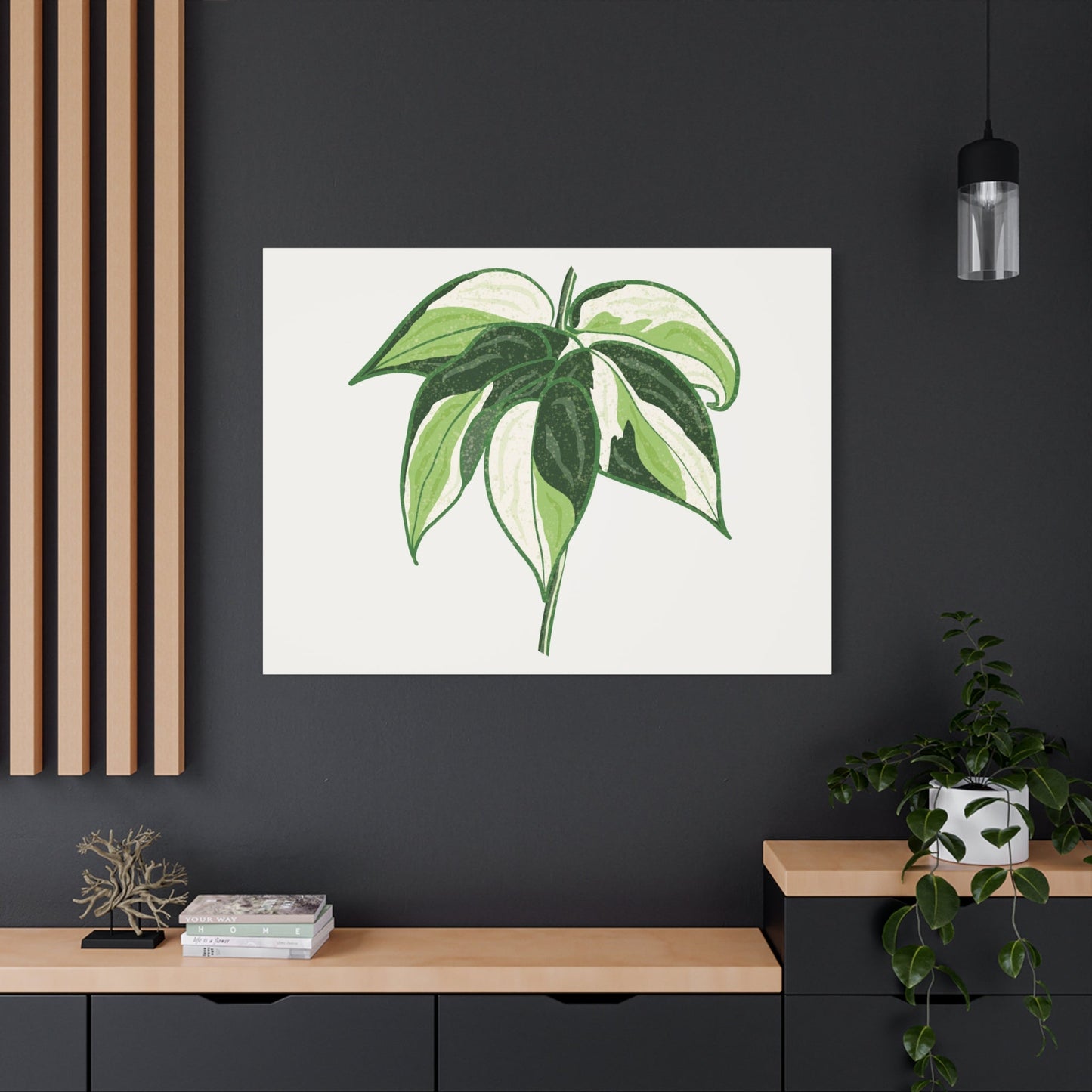 Philodendron Cream Splash Canvas Print – Botanical Wall Art