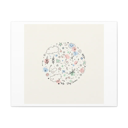 Doodle Circle Line Drawing Matte Canvas, Hand-Drawn Sketch Art