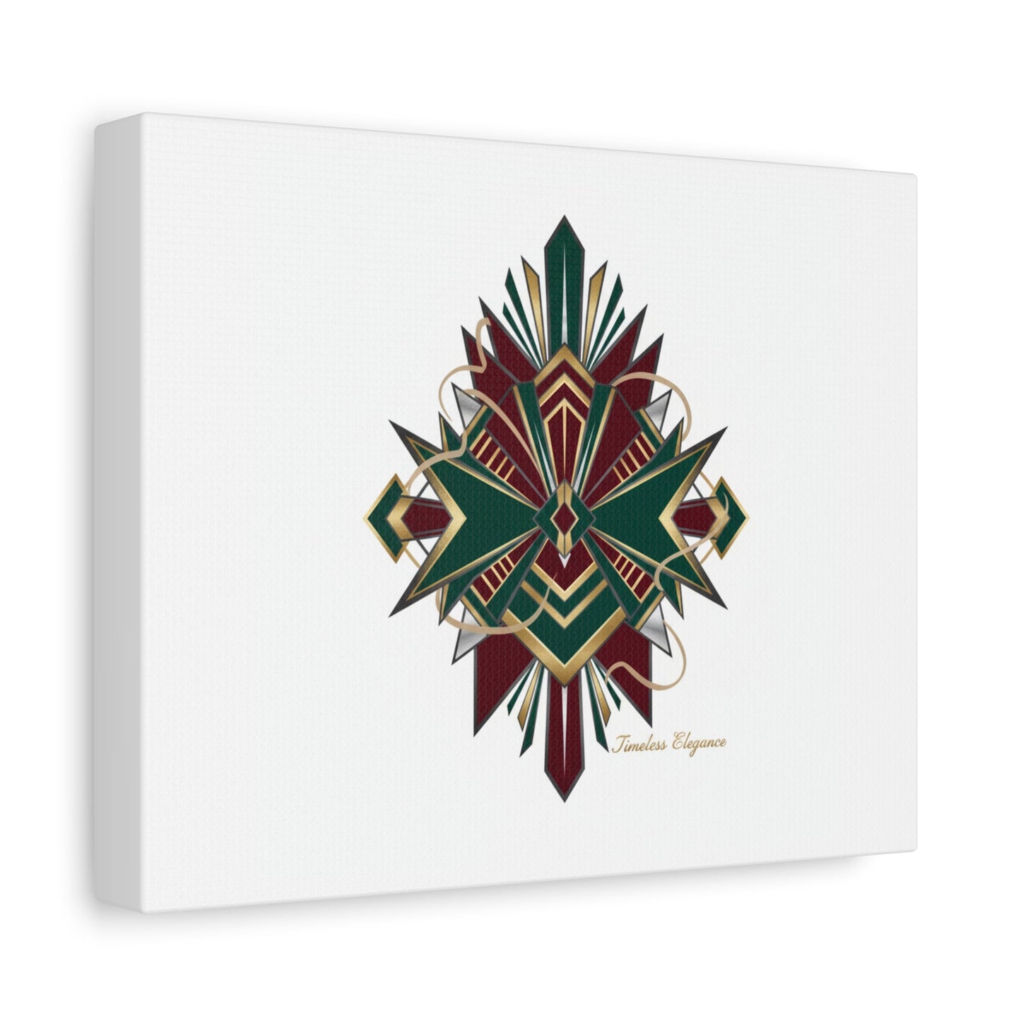 Art Deco geometric brass print Canvas | Neo-Deco chrome & gold fan motif
