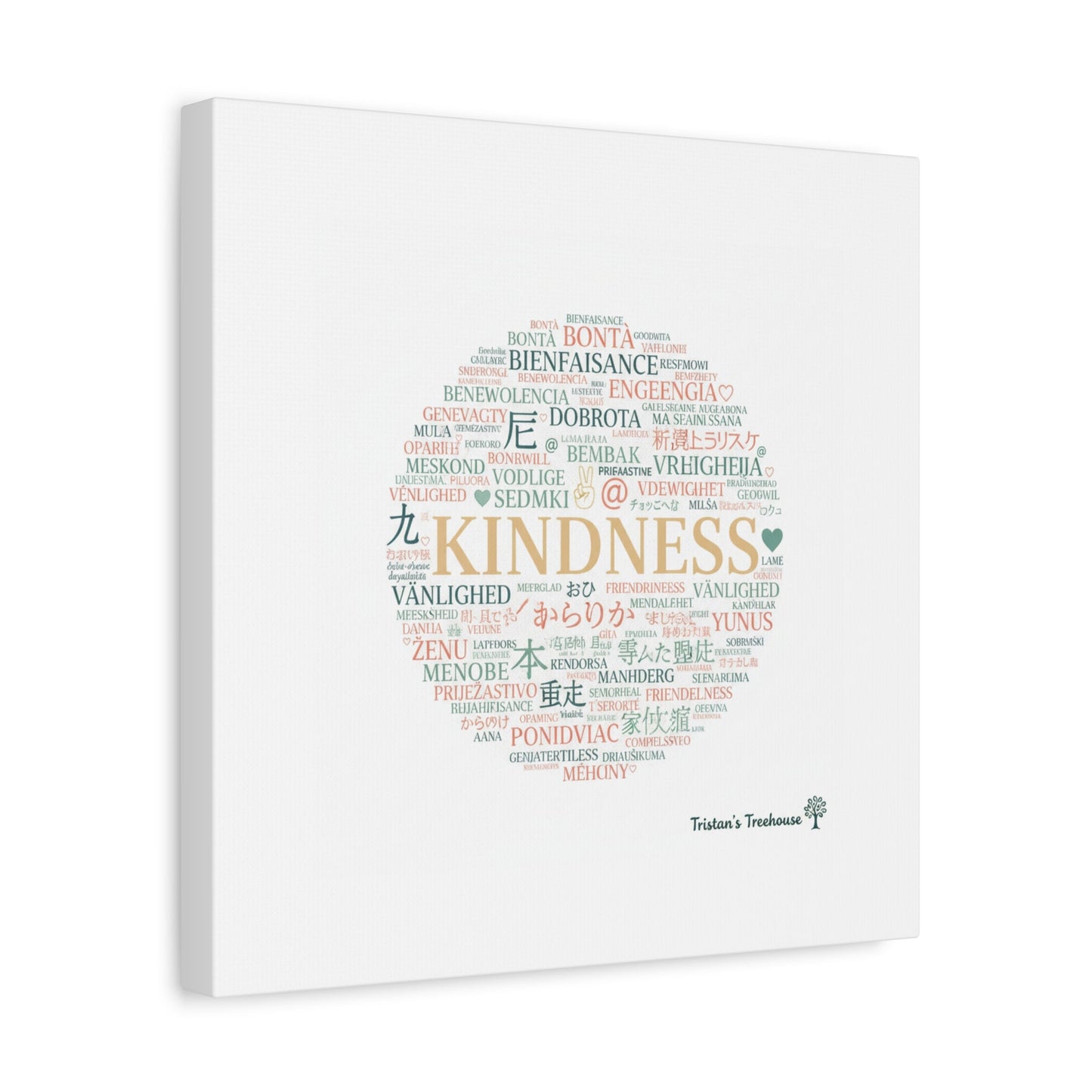 Kindness Word Cloud Canvas | Fresh Start Minimalist Wall Art