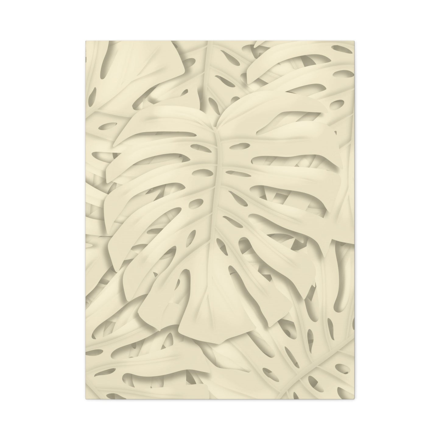 Beige Monstera Canvas Print – Botanical Wall Art