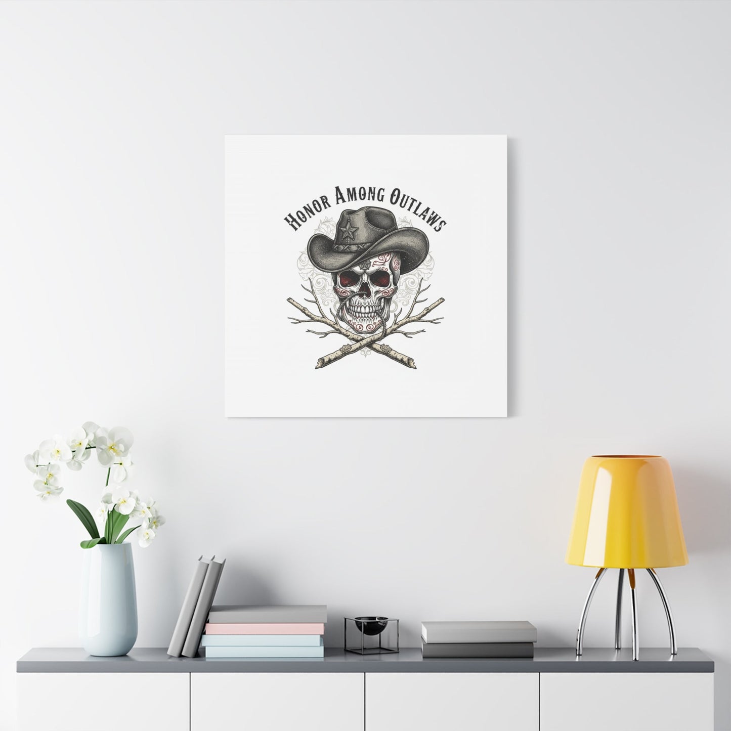 Honor Among Outlaws Canvas | Western Skull Art, Gothic Americana Desert Noir