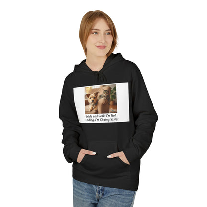 Cute Dog Meme Hoodie — "Hide and Seek; I’m Not Hiding, I’m Strategizing"