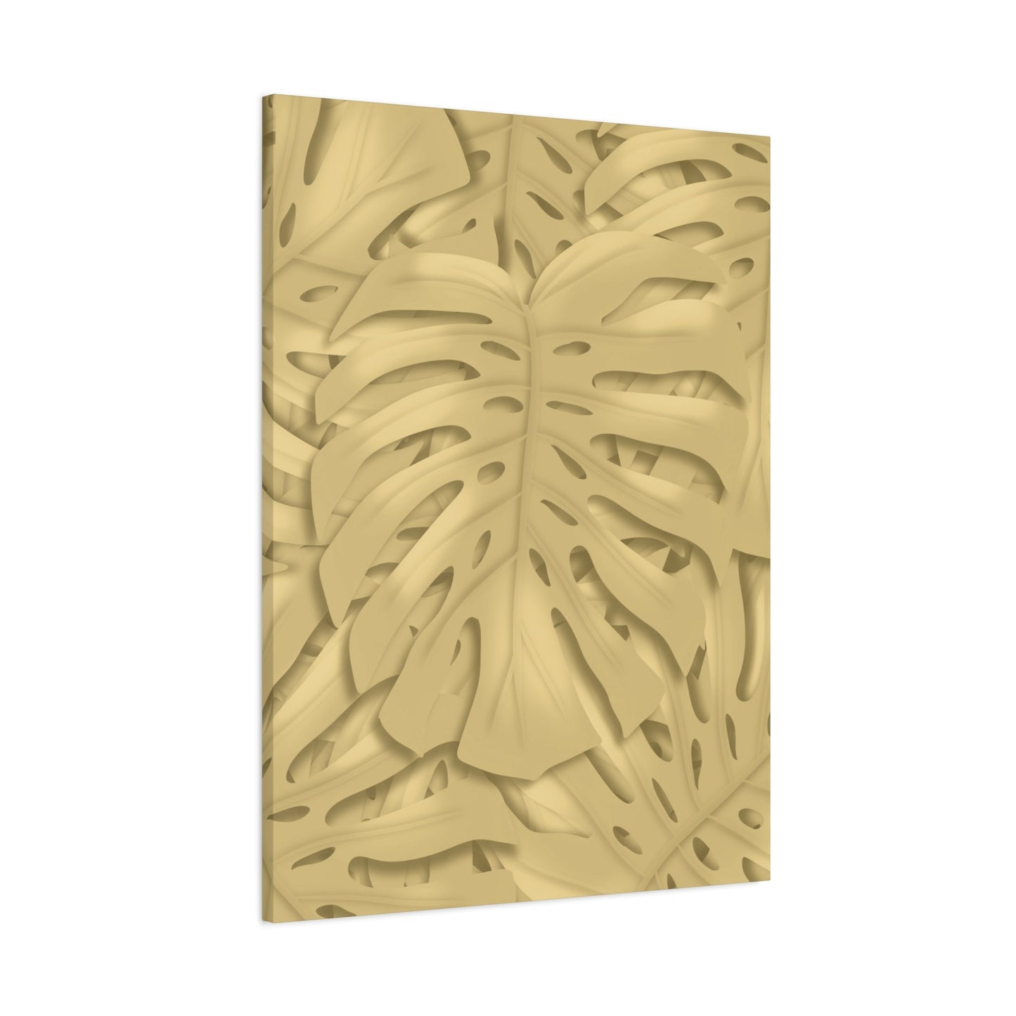 Golden Monstera Canvas Print – Botanical Wall Art