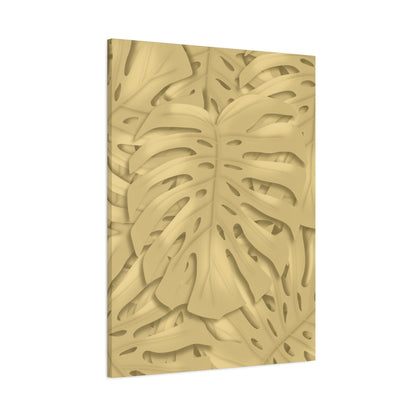 Golden Monstera Canvas Print – Botanical Wall Art