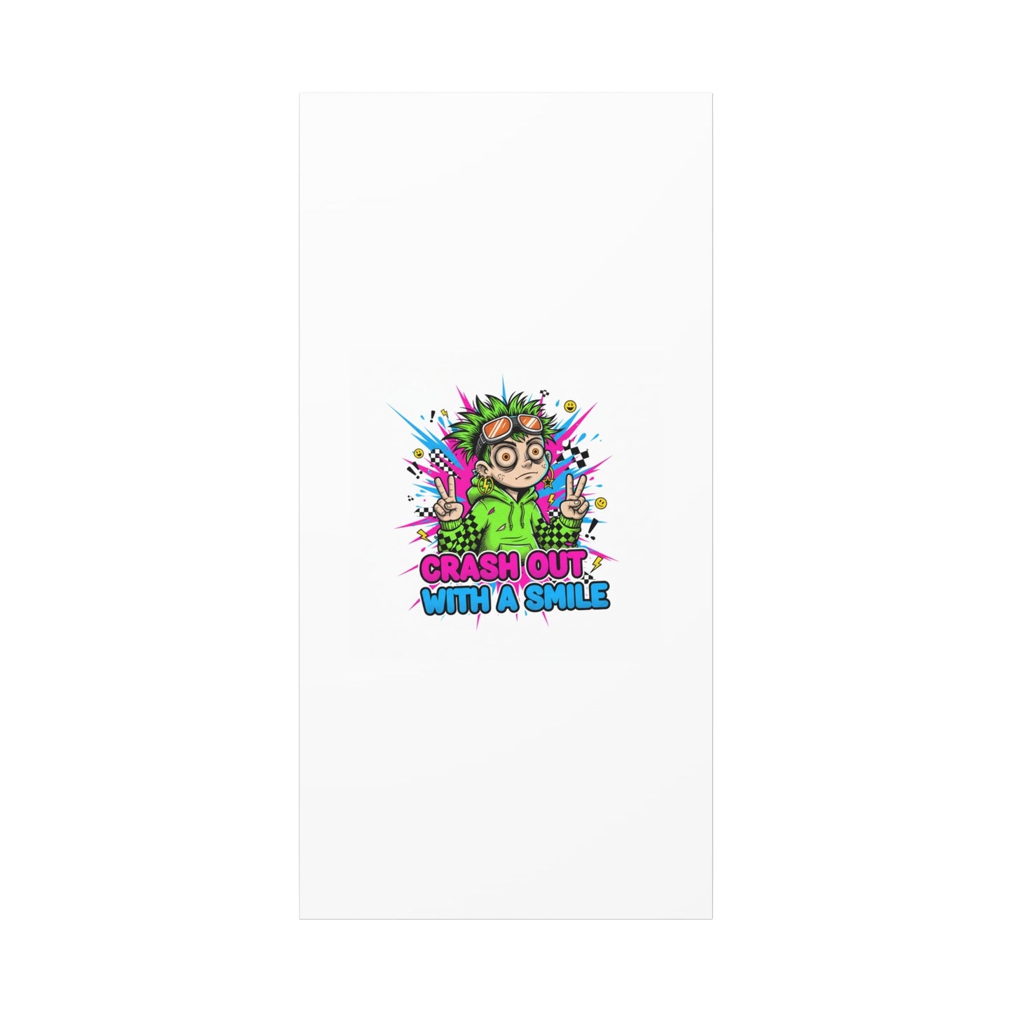 Crash Out With a Smile Canvas Print | Neon Skate Graffiti, Meme Meltdown Art