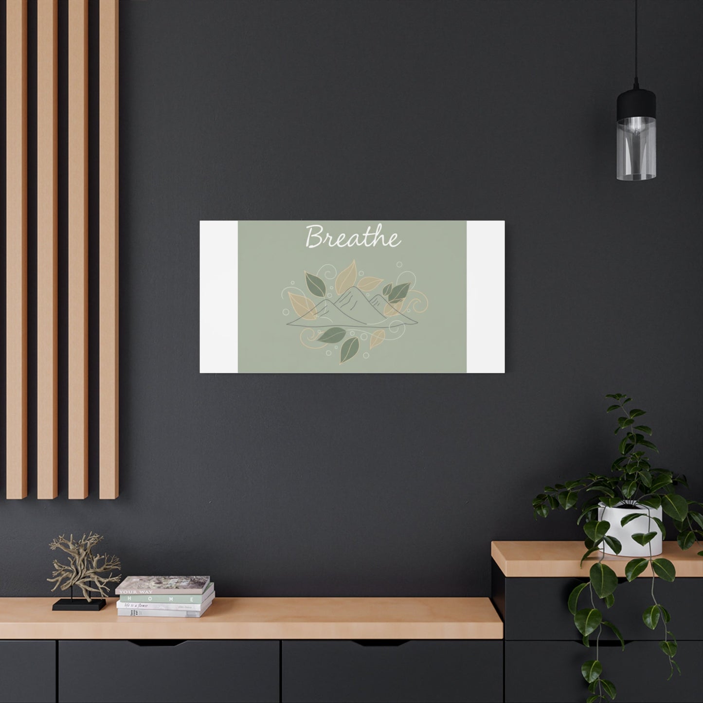 Breathe Mountain Line Canvas | Nature Symbols, Minimal Forest Wall Art