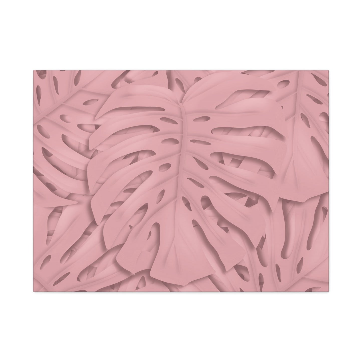 Soft Pink Monstera Canvas Print – Botanical Wall Art