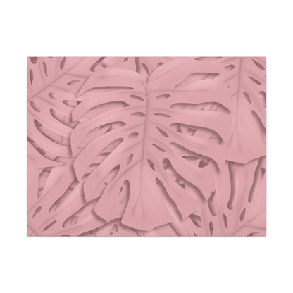 Soft Pink Monstera Canvas Print – Botanical Wall Art