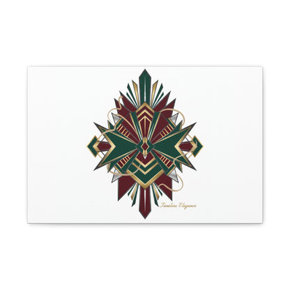 Art Deco geometric brass print Canvas | Neo-Deco chrome & gold fan motif