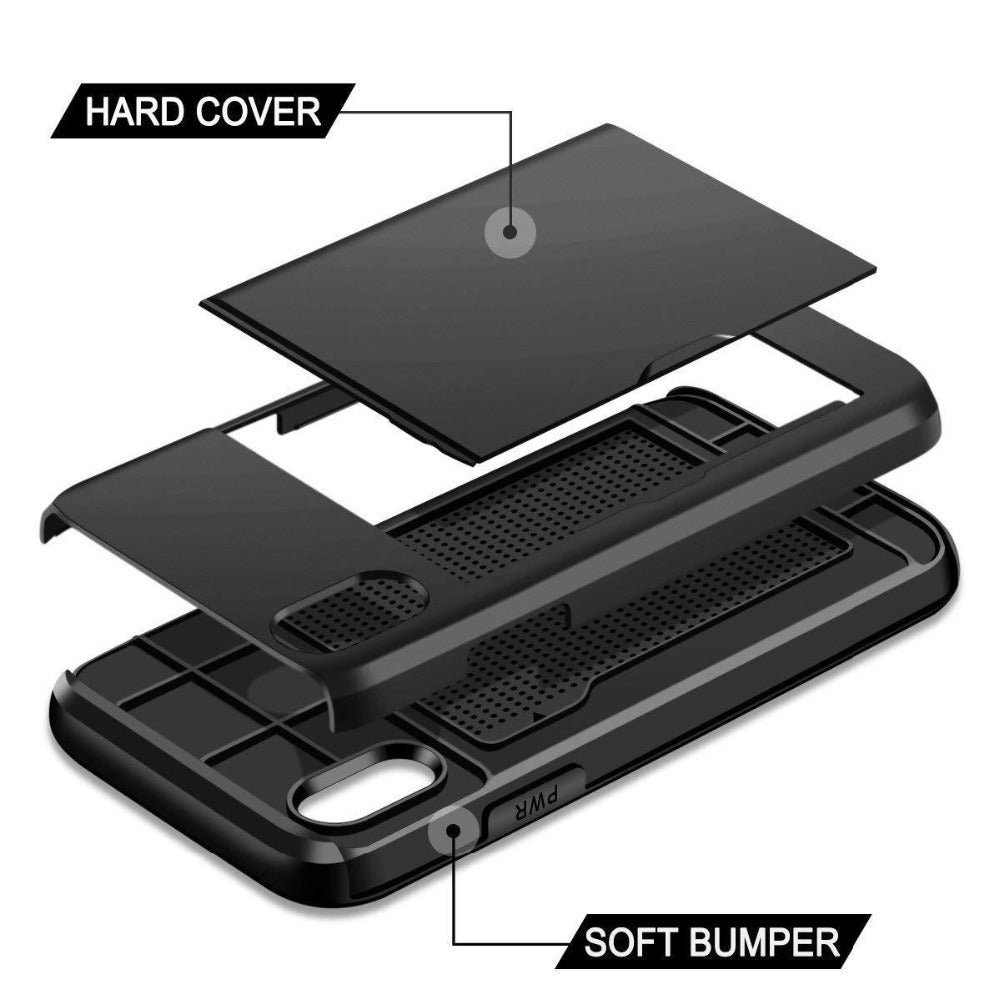 Card Case Wallet Protector - Hidden Dual Layer Armor Defender for iPhone 11, 12 & 13