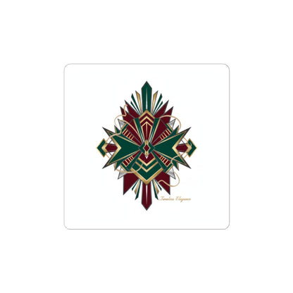 Art Deco Geometric Fan Kiss-Cut Stickers | Metallic Brass Chrome Motif