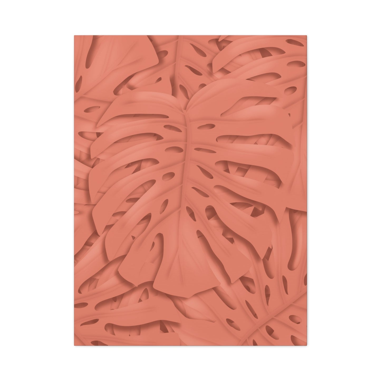 Coral Monstera Canvas Print – Botanical Wall Art