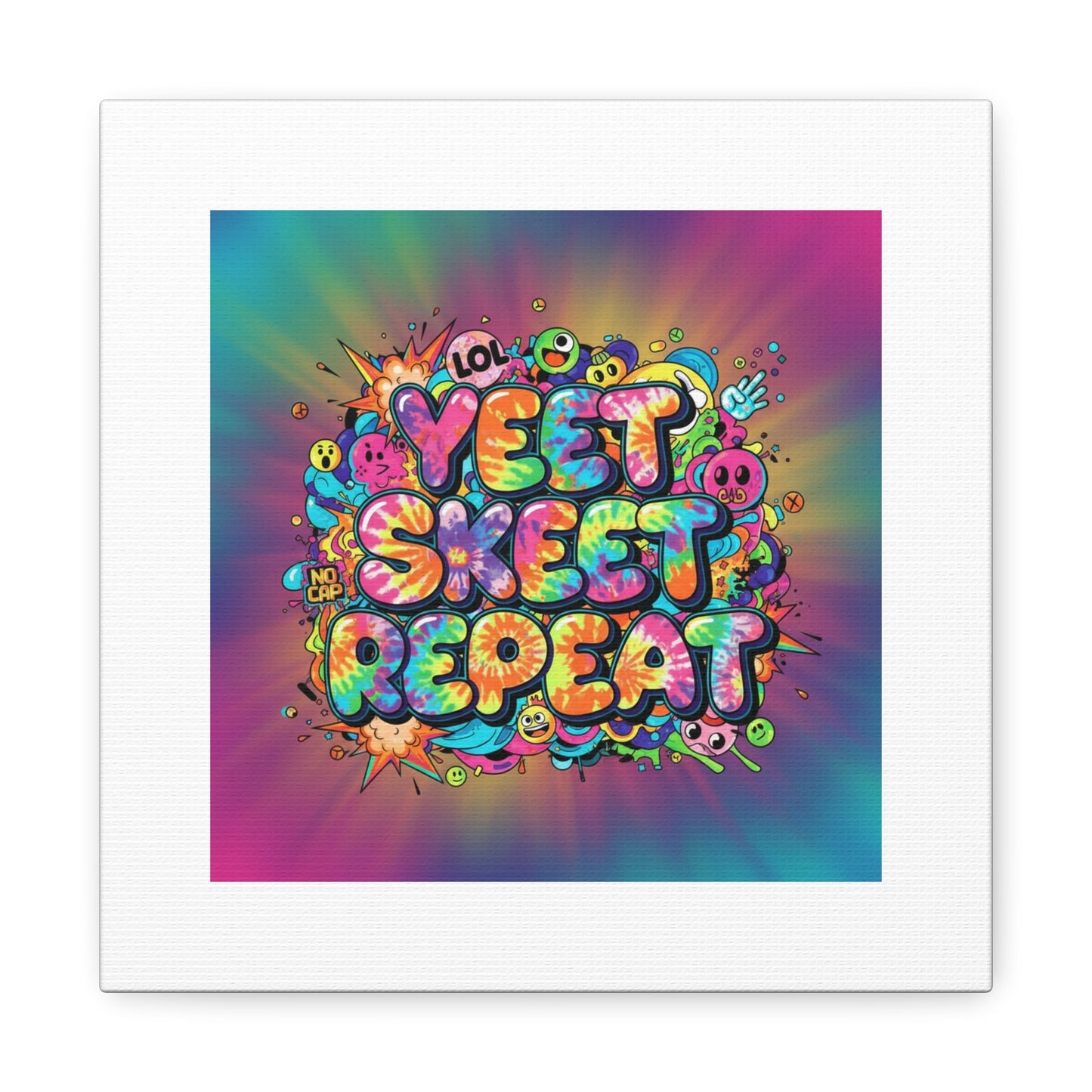 Yeet Skeet Repeat Canvas | Slogan & Glitch Graphic, Meme Phrase Wall Art