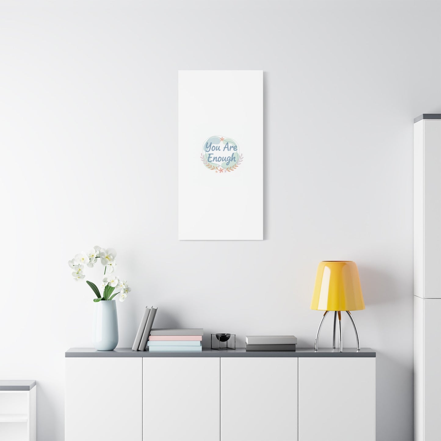 You Are Enough Canvas, Mental Health Art | Supportive Affirmation Wall Decor