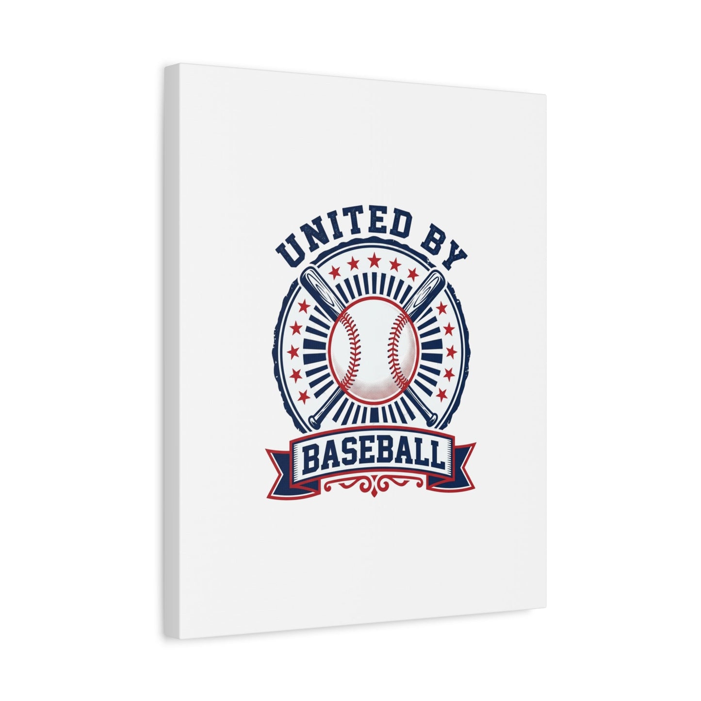 United by Baseball Canvas | Patriotic Baseball Graphic, Red White Blue Wall Art