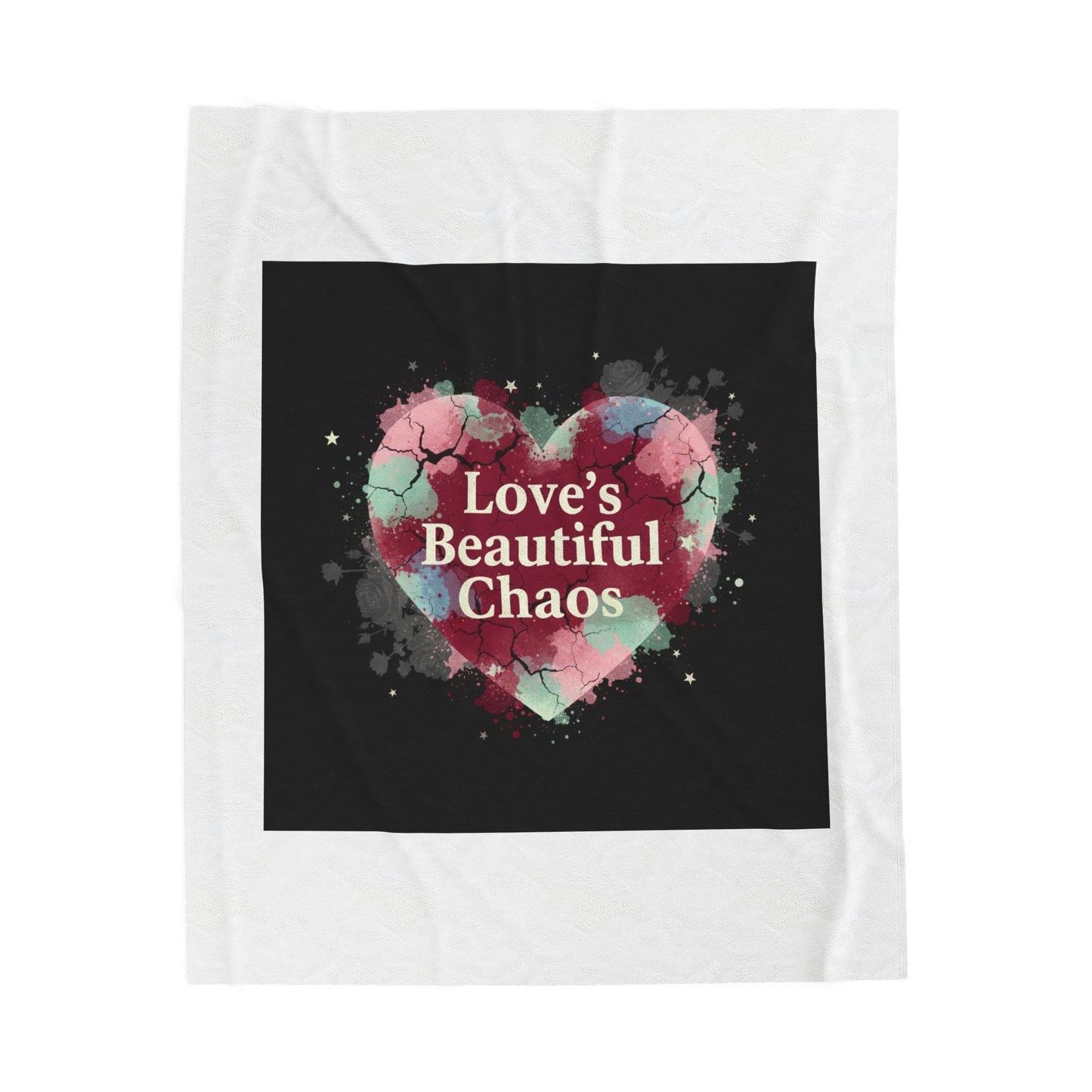 Love's Beautiful Chaos Velveteen Blanket | Soft Grunge Hearts, Distressed Heart Collage
