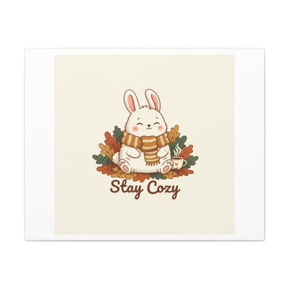 Cozy Bunny Illustration Canvas | Cute Critter Winter Forest Art